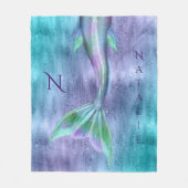 Meerjungfrau-Schwanz-Glitzern-Monogramm Fleecedecke (Vorderseite)