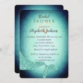 Meerjungfrau-Schwanz, Goldenes Herz-Brautparty Einladung (Vorne/Hinten)