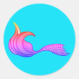 Meerjungfrau-Schwanz in festlichen Farben auf Aufk Runder Aufkleber