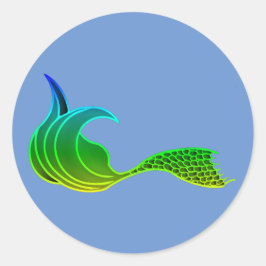 Meerjungfrau-Schwanz in grünen Aufklebern Runder Aufkleber