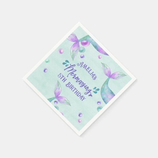 Meerjungfrau Schwanz jedes Alters Mermazing Geburt Serviette (Ecke)