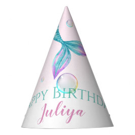 Meerjungfrau Schwanz mit Blasen Geburtstag Partyhütchen