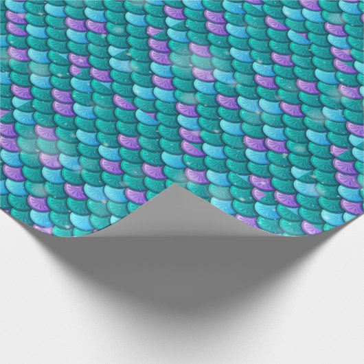 Meerjungfrau Schwanz Scales Green & Lila Muster Geschenkpapier (Ecke)
