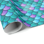 Meerjungfrau Schwanz Scales Green & Lila Muster Geschenkpapier (Rolleneckpunkt)