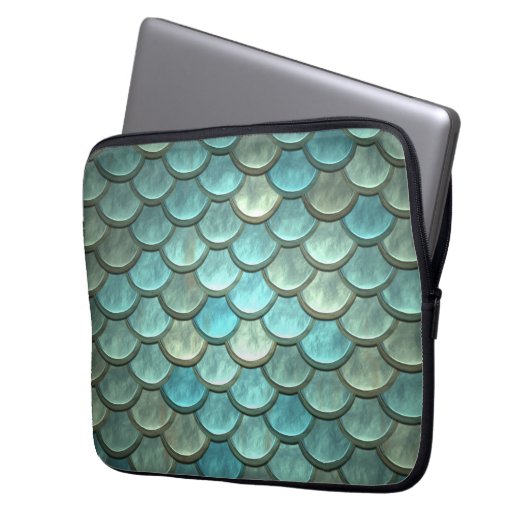 Meerjungfrau-Schwanz stuft weichen blaues Laptopschutzhülle (Vorderseite Links)