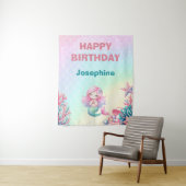 Meerjungfrau Schwanz Teal Pink Mädchen Geburtstag Wandteppich (Beispiel)