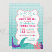 Meerjungfrau Schwanz unter dem Meer Einladung (Vorne/Hinten)