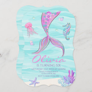 Meerjungfrau Schwanz unter dem Meer Einladung