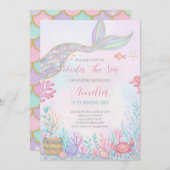 Meerjungfrau Schwanz unter dem Meer Einladung (Vorne/Hinten)