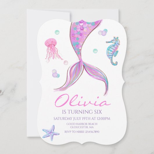 Meerjungfrau Schwanz unter dem Meer Einladung (Vorderseite)