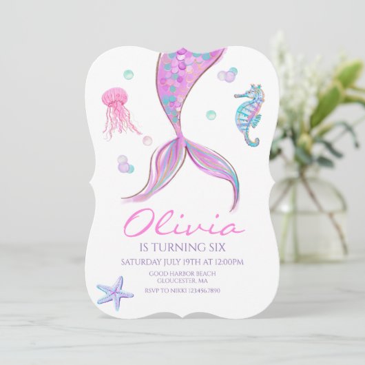 Meerjungfrau Schwanz unter dem Meer Einladung (Stehend Vorderseite)