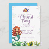 Meerjungfrau Schwanz unter dem Meer Einladung (Vorne/Hinten)