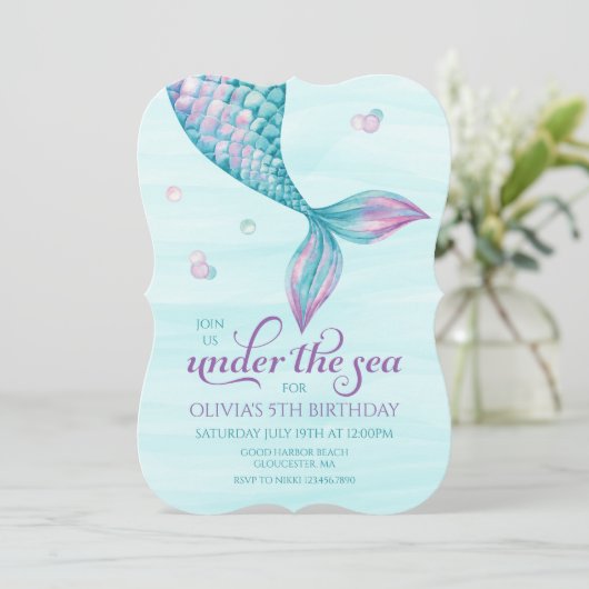 Meerjungfrau Schwanz unter dem Meer Einladung (Stehend Vorderseite)