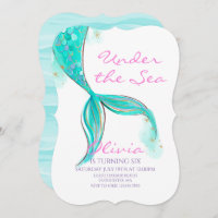 Meerjungfrau Schwanz unter dem Meer Einladung