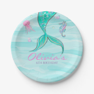Meerjungfrau Schwanz unter dem Meer Einladung Pappteller