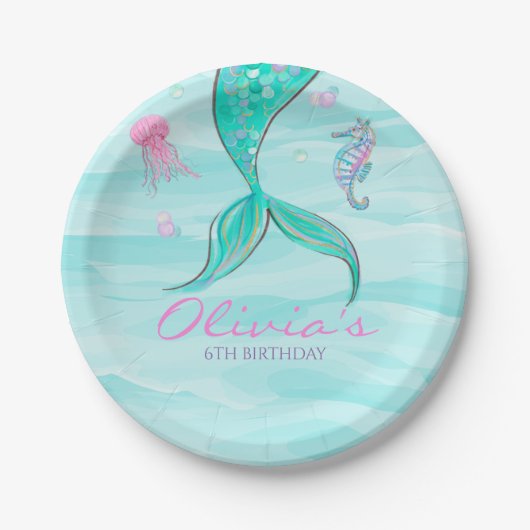 Meerjungfrau Schwanz unter dem Meer Einladung Pappteller (Vorderseite)