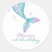 Meerjungfrau Schwanz unter dem Meer Geburtstag Runder Aufkleber (Vorderseite)