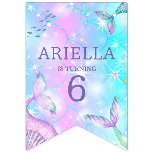 Meerjungfrau Schwanz unter dem Meer glücklich Gebu Wimpelkette (Erste Fahne)