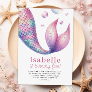 Meerjungfrau-Schwanz unter der Meeresfrau Geburtst Einladung