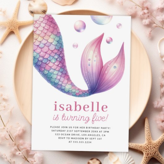 Meerjungfrau-Schwanz unter der Meeresfrau Geburtst Einladung