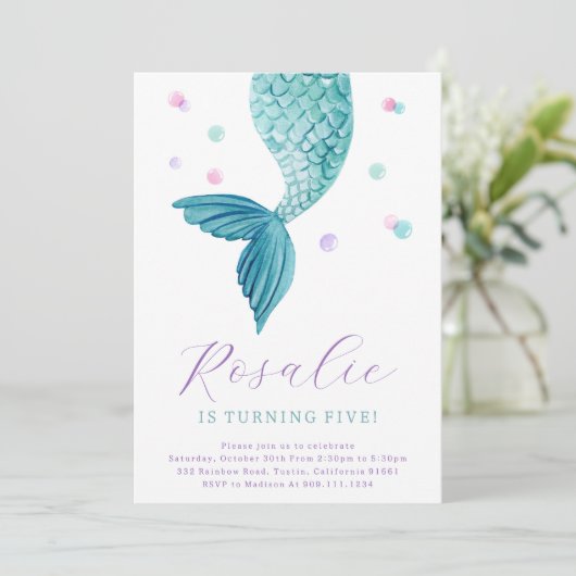 Meerjungfrau-Schwanz unter der Party Einladung (Stehend Vorderseite)