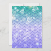 Meerjungfrau Schwanz unter Meer Lila Geburtstag Einladung (Rückseite)