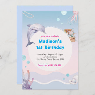 Meerjungfrau-Schwanz unter Meerrosa Einladung