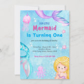 Meerjungfrau-Schwanz unter Meerrosa Einladung (Vorderseite)