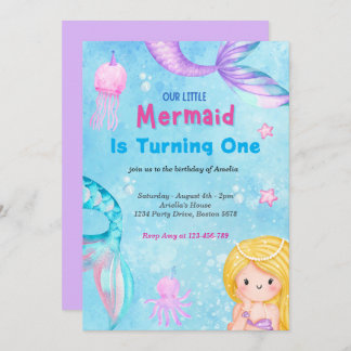 Meerjungfrau-Schwanz unter Meerrosa Einladung