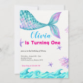 Meerjungfrau-Schwanz unter Meerrosa Einladung (Vorderseite)