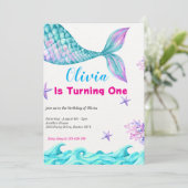 Meerjungfrau-Schwanz unter Meerrosa Einladung (Stehend Vorderseite)