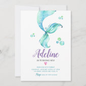 Meerjungfrau Schwanz Untermeer Wasserfarbe Geburts Einladung (Vorderseite)