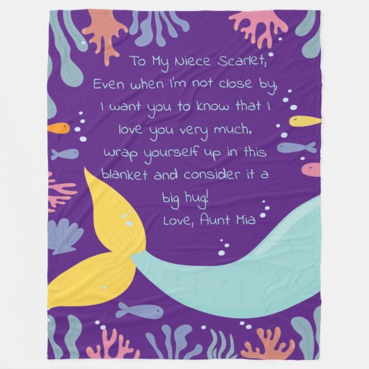 Meerjungfrau Schwanz Unterwasserwelt Riff und Fisc Fleecedecke (Vorderseite)