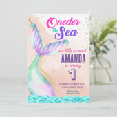 Meerjungfrau Schwanz Wasserfarbe Geburtstag unter  Einladung (Stehend Vorderseite)
