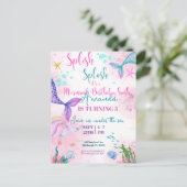 Meerjungfrau Schwanz Wasserfarbe Geburtstag unter  Postkarte (Stehend Vorderseite)