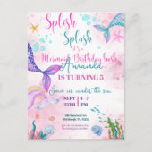 Meerjungfrau Schwanz Wasserfarbe Geburtstag unter  Postkarte (Vorderseite)