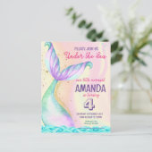 Meerjungfrau Schwanz Wasserfarbe Geburtstag unter  Postkarte (Stehend Vorderseite)