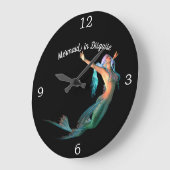 Meerjungfrau Schwarz schön in verschleiert Große Wanduhr (Winkel)