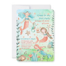 Meerjungfrau Schwimmbad Party Einladung