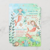 Meerjungfrau Schwimmbad Party Einladung (Vorne/Hinten)