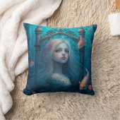 Meerjungfrau schwimmen mit Fisch niedliche Kissen (Decke)