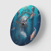 Meerjungfrau schwimmen mit Fisch niedliche Wanduhr (Winkel)