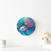 Meerjungfrau schwimmen mit Fisch niedliche Wanduhr (Zuhause)