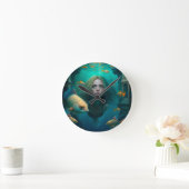 Meerjungfrau schwimmen mit Fisch niedliche Wanduhr (Zuhause)