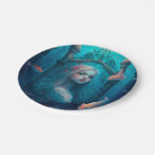 Meerjungfrau schwimmen mit Fisch-niedlichen Tapete Pappteller (Schrägansicht)