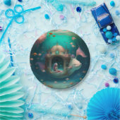 Meerjungfrau schwimmen mit Fisch-niedlichen Tapete Pappteller (Party)