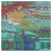 Meerjungfrau Schwimmen mit Schmetterlingen Fantasy Stoff (Nahaufnahme)