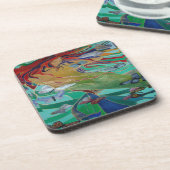 Meerjungfrau Schwimmen mit Schmetterlingen Fantasy Untersetzer (Linke Seite)