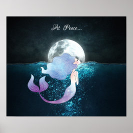Meerjungfrau schwimmen unter Vollmond Poster