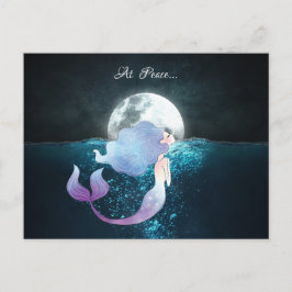 Meerjungfrau schwimmen unter Vollmond Postkarte